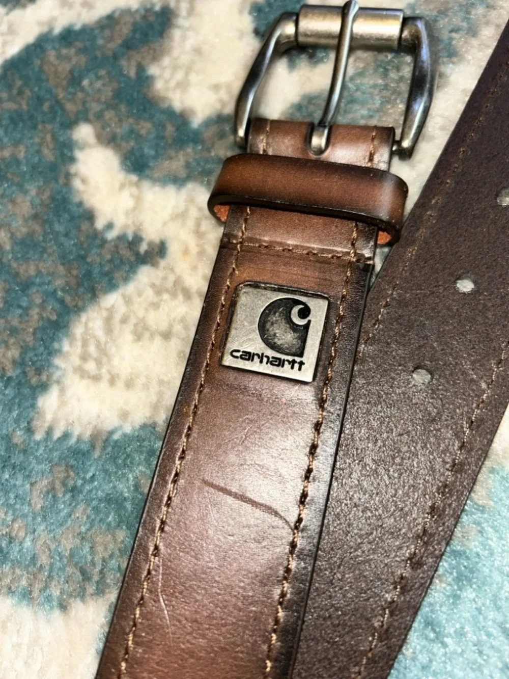 Carhartt Brown Leather Belt Bag Strap with Metal Buckle